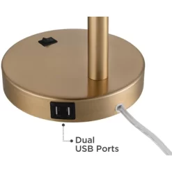 360 Lighting Industrial Modern Desk Lamp With USB And AC Power Outlet 23.5" High Antique Brass Metal For Living Room Bedroom House Bedside -Light Up Deals Store GUEST e5aa95c2 2feb 468e a7e6 cb9fde0586c1