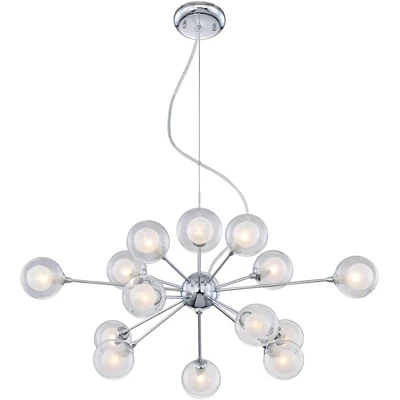Possini Euro Design Spheres Chrome Chandelier 30" Wide Mid Century Modern Sputnik Glass Shade 15-Light Fixture For Dining Room House Kitchen Island 4 Possini Euro Design Spheres Chrome Chandelier 30" Wide Mid Century Modern Sputnik Glass Shade 15-Light Fixture For Dining Room House Kitchen Island - Image 4