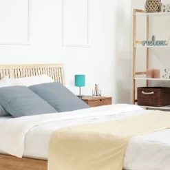 11.81" Traditional Petite Metal Stick Bedside Table Desk Lamp In Chrome With Fabric Shade Blue - Creekwood Home -Light Up Deals Store GUEST e5df67fb fc88 44a4 9591 5e3293634cfc