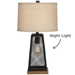 Franklin Iron Works Barris Industrial Table Lamp 26 3/4" High Metal Mesh With Nightlight LED USB Charging Port Burlap Shade For Living Room House Desk 12 Franklin Iron Works Barris Industrial Table Lamp 26 3/4" High Metal Mesh With Nightlight LED USB Charging Port Burlap Shade For Living Room House Desk -Light Up Deals Store GUEST e5fd19d5 332a 495e 8891 e72254c0a1b7