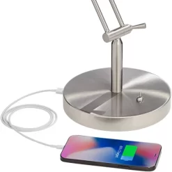 360 Lighting Xenos Modern Desk Lamp 20" High Satin Nickel With USB Charging Port LED Adjustable Arm White Head For Bedroom Living Room Bedside Reading 10 360 Lighting Xenos Modern Desk Lamp 20" High Satin Nickel With USB Charging Port LED Adjustable Arm White Head For Bedroom Living Room Bedside Reading -Light Up Deals Store GUEST e8f9f0f9 8f3c 4676 9c59 473fdeb4387c