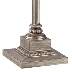 Barnes And Ivy Olde Vintage Floor Lamp 63 1/2" Tall Olde Silver With LED Nightlight Mercury Glass Faux Silk Bell Shade For Living Room Office House -Light Up Deals Store GUEST ea748c2d ff82 4440 87c2 64340d421a03