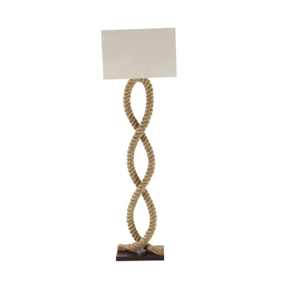 Rustic Jute Floor Lamp Brown - Olivia & May 2 Rustic Jute Floor Lamp Brown - Olivia & May - Image 2