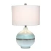 Bayside Horizon Table Lamp With Fabric Shade White/Light Blue - Lalia Home