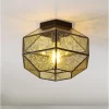 12.5" 1-Light Evelyn Vintage Farmhouse Iron/Glass LED Flush Mount Oil Rubbed Bronze - JONATHAN Y