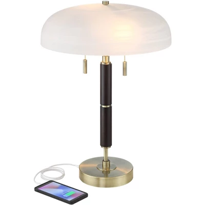 Possini Euro Design Possini Euro® Wyndham Desk Lamp With Glass Shade And Dual USB Ports 2 Possini Euro Design Possini Euro® Wyndham Desk Lamp With Glass Shade And Dual USB Ports - Image 2