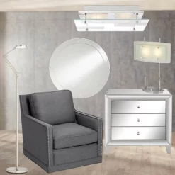 Possini Euro Design Charles Street Modern Desk Lamp 23" High Chrome Satin Nickel Frosted Slump Glass Shade For Bedroom Living Room Bedside Nightstand -Light Up Deals Store GUEST ee188d28 1b4e 4af1 8eec b5eefa3ae7cf