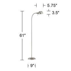 360 Lighting Ridley Modern Floor Lamp Standing 61" Tall Satin Nickel Metal Adjustable Gooseneck Arm For Living Room Reading Bedroom Office House Home -Light Up Deals Store GUEST ee778d00 3726 44ed 8ca7 9cefd86021ce