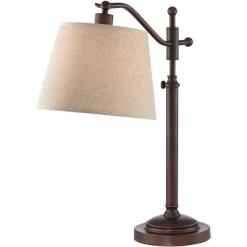 Regency Hill Downbridge Style Desk Table Lamp Adjustable Height 30.5" Tall Bronze Metal Tan Linen Look Shade For Living Room Bedroom Office -Light Up Deals Store GUEST ef1e5f47 3ba9 4e5b bcfb 6ca1fa209d26