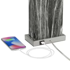 360 Lighting Connie Modern Table Lamps Set Of 2 25" High Black Faux Marble With USB Charging Ports White Rectangular Shade For Living Room House Desk -Light Up Deals Store GUEST f2109386 d3b3 46c3 91ac 031ddcc0ab21