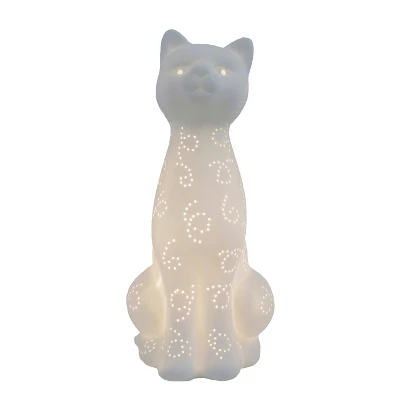 Porcelain Kitty Cat Shaped Animal Light Table Lamp White - Simple Designs 1 Porcelain Kitty Cat Shaped Animal Light Table Lamp White - Simple Designs