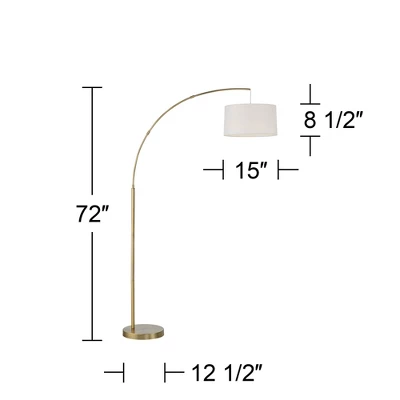 360 Lighting Modern Arc Floor Lamp With USB Charging Port 72" Tall Brass White Linen Drum Shade For Living Room Reading House Home 8 360 Lighting Modern Arc Floor Lamp With USB Charging Port 72" Tall Brass White Linen Drum Shade For Living Room Reading House Home - Image 8