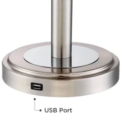 360 Lighting Camile Modern Table Lamps 25" High Set Of 2 Brushed Nickel With USB Charging Port Off White Drum Shade For Living Room Office House Desk -Light Up Deals Store GUEST f436b9cc 0a81 48d9 8178 4c9b9dea41c3