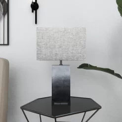 Polystone Table Lamp With Square Shade Gray - Olivia & May -Light Up Deals Store GUEST f4fef13f 3c25 4f9c ab81 cef6110a3362