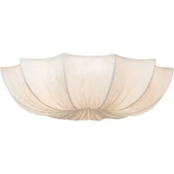 Possini Euro Design Planetarium Modern Ceiling Light Flush Mount Fixture 21" Wide Chrome 3-Light Ivory Fabric Scalloped Bowl For Bedroom Living Room -Light Up Deals Store GUEST f60a00a1 5cb3 4db1 9830 ba7204aa3cb4