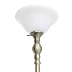 1-Light Classic Torchiere Floor Lamp With Marbleized Glass Shade Antique Brass - Lalia Home -Light Up Deals Store GUEST f7c80d39 ca4a 4b01 bf63 a370d6e34400