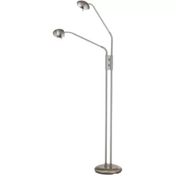 360 Lighting Casper Traditional Pharmacy Floor Lamp 63" Tall Brushed Nickel 2-Light LED Adjustable Arm Swivel Head For Living Room Bedroom -Light Up Deals Store GUEST f82a98dc 4c2c 4fd5 bbb8 103d49db8c2c