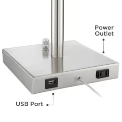 360 Lighting Andre Modern Table Lamps 26 3/4" High Set Of 2 Metal With USB And AC Power Outlet In Base Table Top Dimmers White Drum Shade For Desk -Light Up Deals Store GUEST f9045fa3 5597 480d 8873 a95c8a85a229