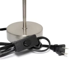 10.5" Petite Metal Stick Bedside Table Desk Lamp In Sand Nickel With Fabric Shade Green - Creekwood Home -Light Up Deals Store GUEST fa632b6e 8993 4f61 86d0 4481ed11105d 2