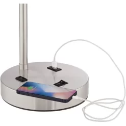 360 Lighting Colby Modern Desk Lamps 21" High Set Of 2 Brushed Nickel With USB And AC Power Outlet In Base White Linen Drum Shade For Bedroom Office -Light Up Deals Store GUEST fad606be 1699 4c79 95f7 0fb64c518c55