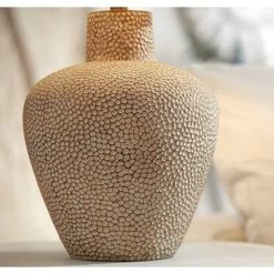 360 Lighting Bentley Rustic Farmhouse Table Lamp 29" Tall Brown Leaf Textured Hammered Pot Off White Empire Shade For Bedroom Living Room House Home -Light Up Deals Store GUEST fadbc97d 341c 4553 a601 5ad11c7760ac