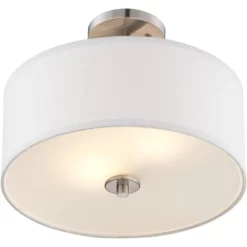 Possini Euro Design Halsted Modern Ceiling Light Semi Flush Mount Fixture 15" Wide Brushed Nickel 2-Light Oatmeal Linen Drum For Bedroom Living Room 9 Possini Euro Design Halsted Modern Ceiling Light Semi Flush Mount Fixture 15" Wide Brushed Nickel 2-Light Oatmeal Linen Drum For Bedroom Living Room -Light Up Deals Store GUEST fb5ea2b7 23eb 4186 9ae2 c19ffe763ffd
