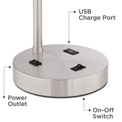 360 Lighting Colby Modern Desk Lamps 21" High Set Of 2 Brushed Nickel With USB And AC Power Outlet In Base White Linen Drum Shade For Bedroom Office -Light Up Deals Store GUEST fcefd692 8378 4100 92a6 08acbdd4e52a