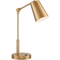 360 Lighting Industrial Modern Desk Lamp With USB And AC Power Outlet 23.5" High Antique Brass Metal For Living Room Bedroom House Bedside -Light Up Deals Store GUEST fd69a193 00ea 4feb 9363 16755dffdfd5
