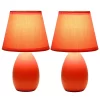 9.45" 2pk Petite Ceramic Oblong Bedside Table Desk Lamps With Matching Tapered Drum Shade Orange - Creekwood Home