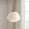 Possini Euro Design Orilla Brass Mini Pendant Light 11 3/4" Wide Mid Century Modern White Opal Glass Shade For Dining Room House Foyer Kitchen Island