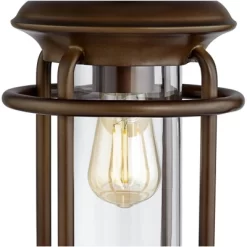 Franklin Iron Works Andreas Industrial Table Lamp 26" High Brown Metal With Nightlight LED And USB Charging Port Oatmeal Shade For Living Room Desk -Light Up Deals Store GUEST ff266ca9 dba5 4542 8acd 1d5d696cd6f5